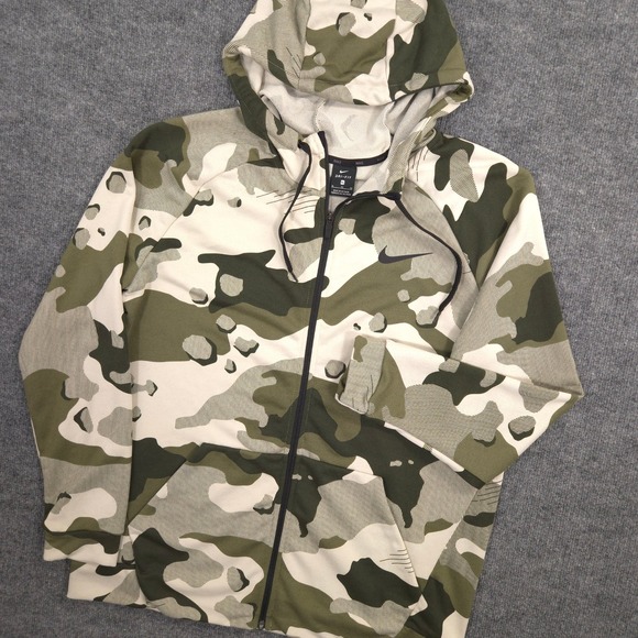 Nike Hoodie Mens XL Green Camo Full Zip Dri Fit Tech Fleece Sports Outdoor - Picture 1 of 10